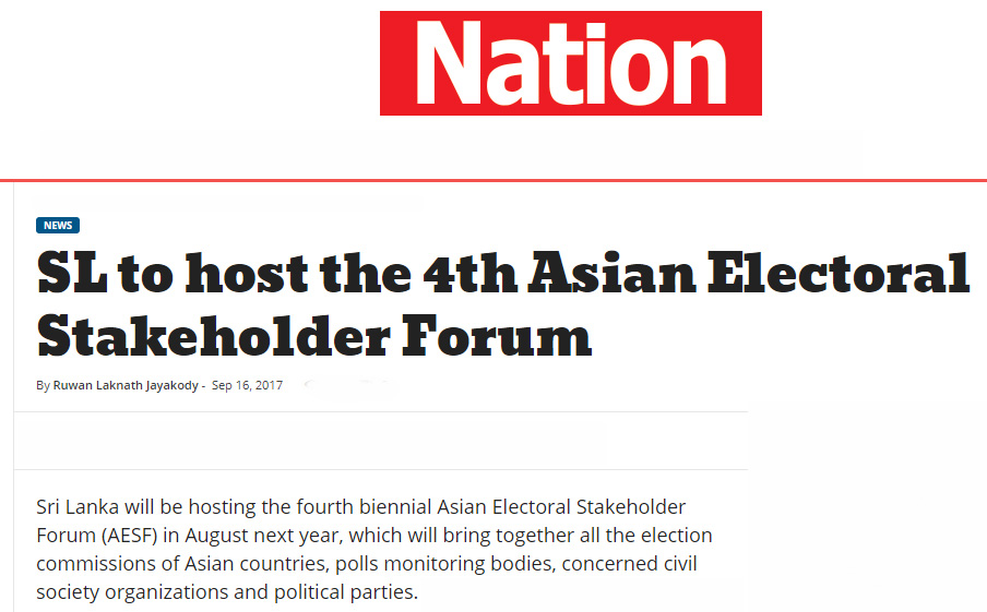 SL to host the 4th Asian Electoral Stakeholder Forum